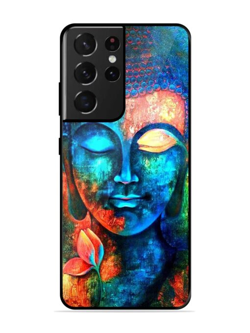 Buddha Painting Glossy Metal Phone Cover for Samsung Galaxy S21 Ultra Zapvi