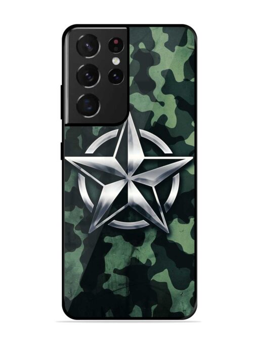 Indian Army Star Design Glossy Metal Phone Cover for Samsung Galaxy S21 Ultra Zapvi