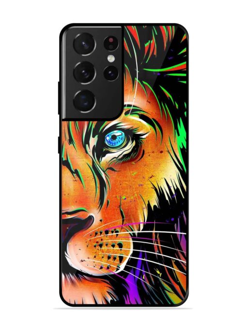 Colorful Lion Design Glossy Metal TPU Phone Cover for Samsung Galaxy S21 Ultra Zapvi