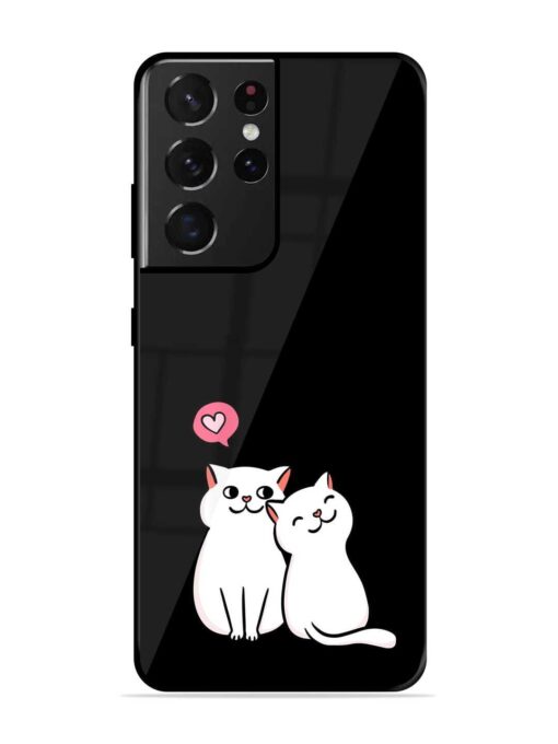 Cat Love Glossy Metal Phone Cover for Samsung Galaxy S21 Ultra Zapvi