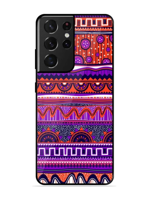 Ethnic Seamless Pattern Glossy Metal TPU Phone Cover for Samsung Galaxy S21 Ultra Zapvi