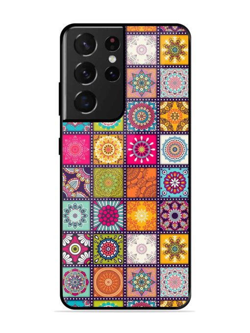 Seamless Pattern Vintage Glossy Metal Phone Cover for Samsung Galaxy S21 Ultra Zapvi