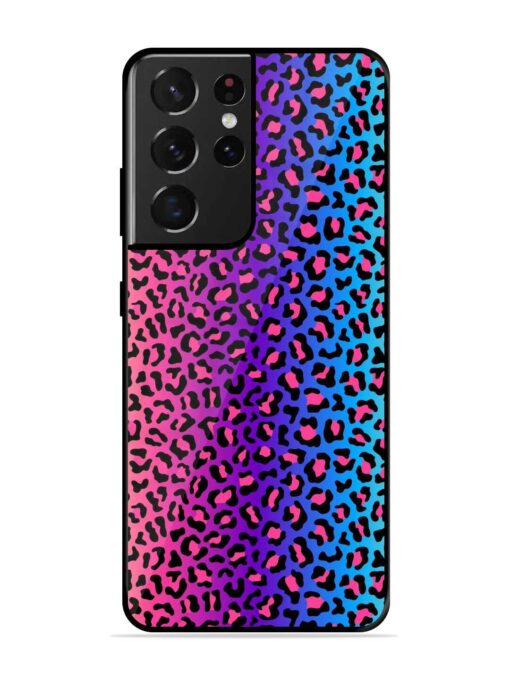 Colorful Leopard Seamless Glossy Metal Phone Cover for Samsung Galaxy S21 Ultra Zapvi