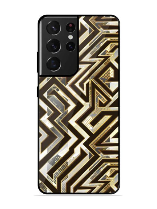 Technology Geometric Seamless Glossy Metal Phone Cover for Samsung Galaxy S21 Ultra Zapvi