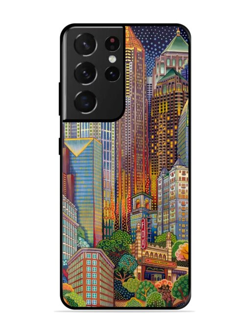 Cityscapes Art Glossy Metal Phone Cover for Samsung Galaxy S21 Ultra Zapvi