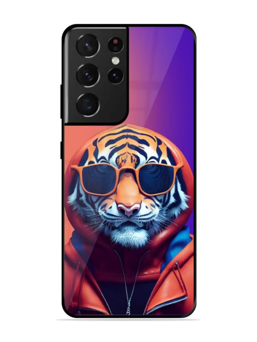 Tiger Animation Glossy Metal Phone Cover for Samsung Galaxy S21 Ultra Zapvi