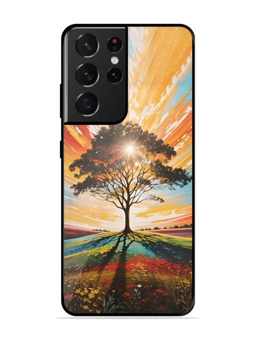 Abstract Tree Colorful Art Glossy Metal Phone Cover for Samsung Galaxy S21 Ultra Zapvi