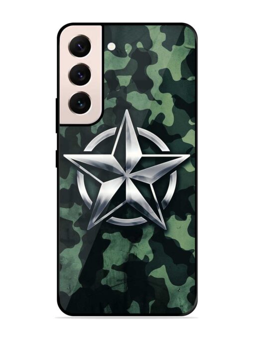 Indian Army Star Design Glossy Metal Phone Cover for Samsung Galaxy S22 (5G)