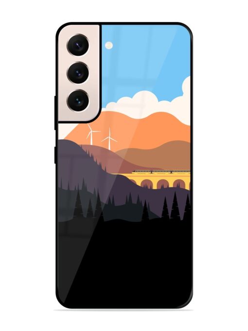 Minimal Mountain Vector Glossy Metal Phone Cover for Samsung Galaxy S22 (5G)