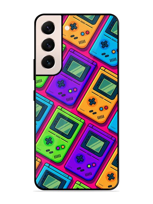 Game Seamless Pattern Glossy Metal Phone Cover for Samsung Galaxy S22 (5G) Zapvi