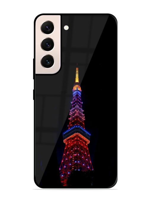 Eiffel Tower Night View Glossy Metal Phone Cover for Samsung Galaxy S22 (5G)