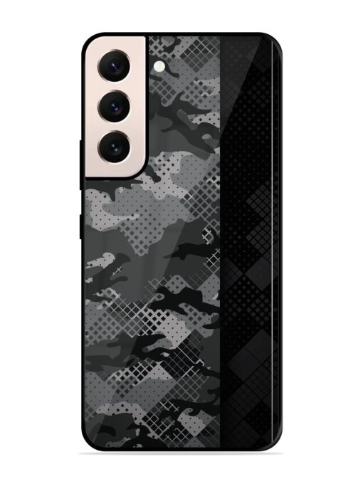 Dark Camouflage Glossy Metal Phone Cover for Samsung Galaxy S22 (5G)