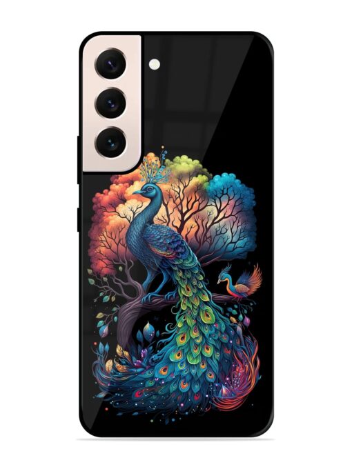 Peacock Tree Art Glossy Metal Phone Cover for Samsung Galaxy S22 (5G)