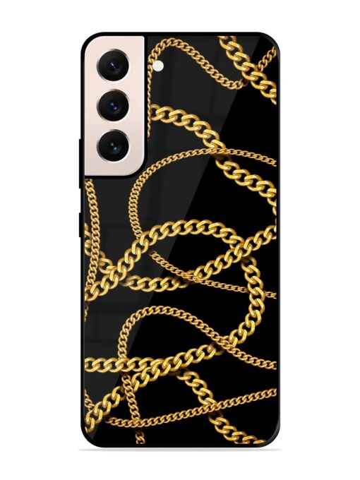 Decorative Golde Chain Glossy Metal Phone Cover for Samsung Galaxy S22 (5G)