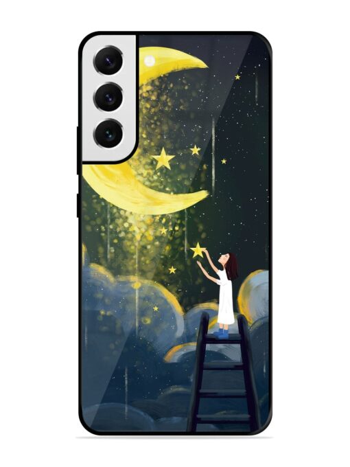 Moonlight Healing Night Illustration Glossy Metal TPU Phone Cover for Samsung Galaxy S22 Plus Zapvi