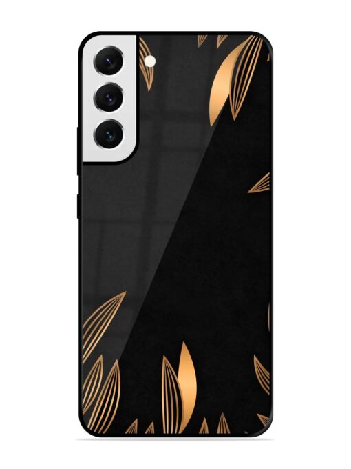 Golden Leaf Pattern Glossy Metal Phone Cover for Samsung Galaxy S22 Plus Zapvi