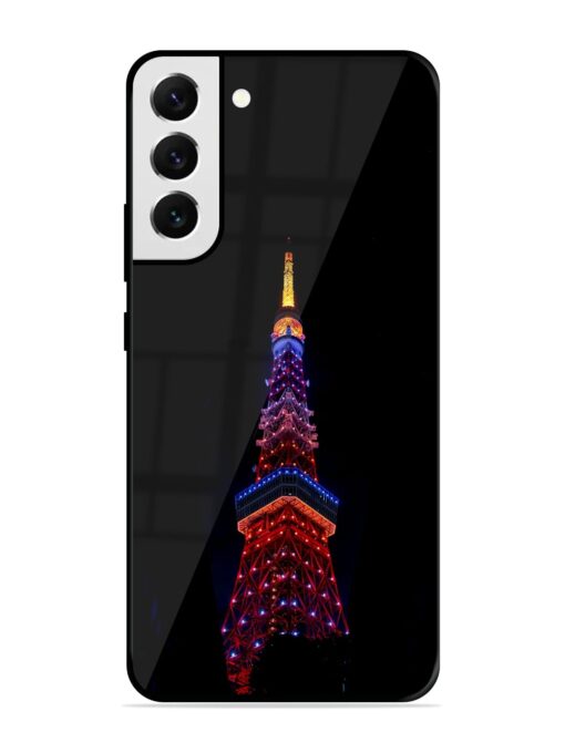 Eiffel Tower Night View Glossy Metal Phone Cover for Samsung Galaxy S22 Plus Zapvi