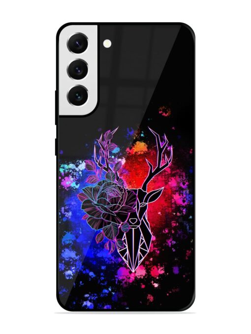 Floral Deer Art Glossy Metal Phone Cover for Samsung Galaxy S22 Plus Zapvi