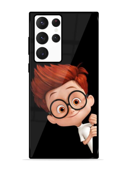 Smart Boy Cartoon Glossy Metal Phone Cover for Samsung Galaxy S22 Ultra Zapvi