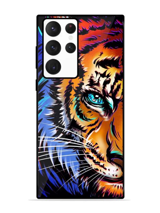 Colorful Lion Art Glossy Metal Phone Cover for Samsung Galaxy S22 Ultra Zapvi