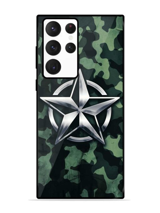 Indian Army Star Design Glossy Metal Phone Cover for Samsung Galaxy S22 Ultra Zapvi