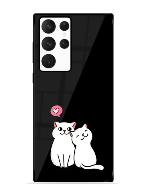 Cat Love Glossy Metal Phone Cover for Samsung Galaxy S22 Ultra Zapvi