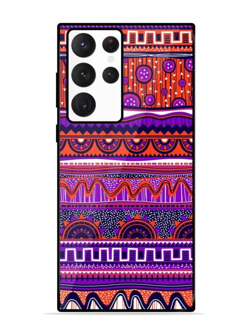 Ethnic Seamless Pattern Glossy Metal TPU Phone Cover for Samsung Galaxy S22 Ultra Zapvi