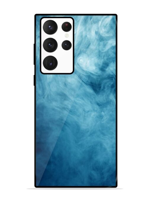 Blue Smoke Art Glossy Metal Phone Cover for Samsung Galaxy S22 Ultra Zapvi