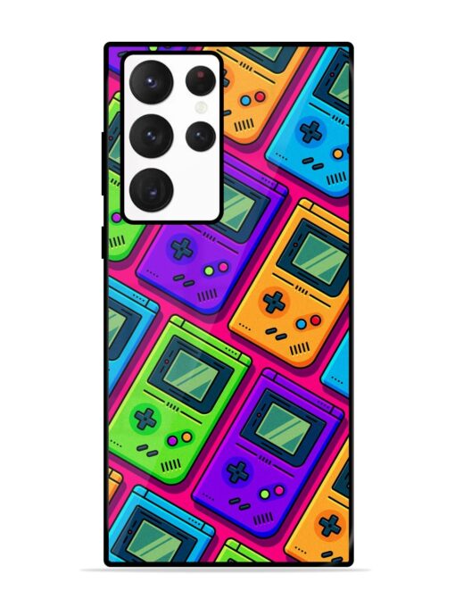 Game Seamless Pattern Glossy Metal Phone Cover for Samsung Galaxy S22 Ultra Zapvi