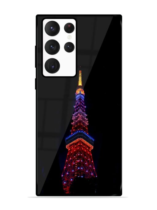 Eiffel Tower Night View Glossy Metal Phone Cover for Samsung Galaxy S22 Ultra Zapvi