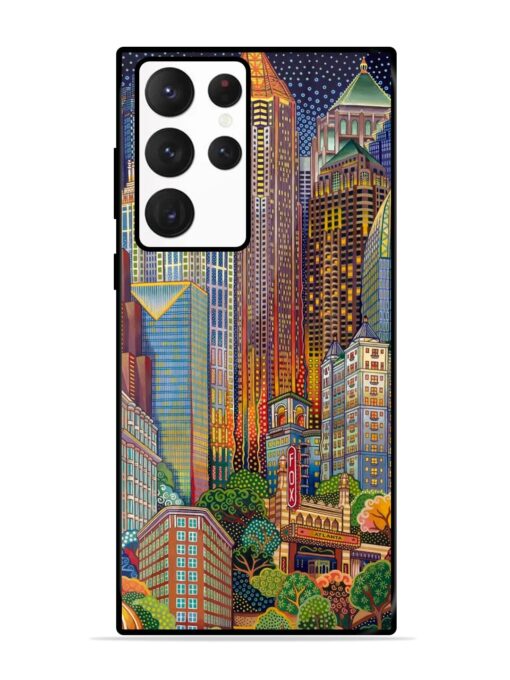 Cityscapes Art Glossy Metal Phone Cover for Samsung Galaxy S22 Ultra Zapvi