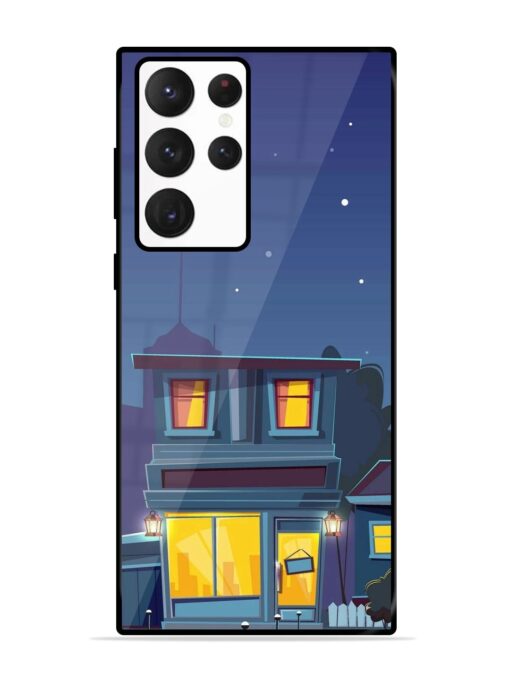 Vector Night House Glossy Metal Phone Cover for Samsung Galaxy S22 Ultra Zapvi