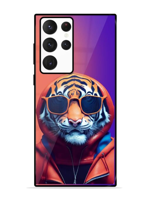 Tiger Animation Glossy Metal Phone Cover for Samsung Galaxy S22 Ultra Zapvi