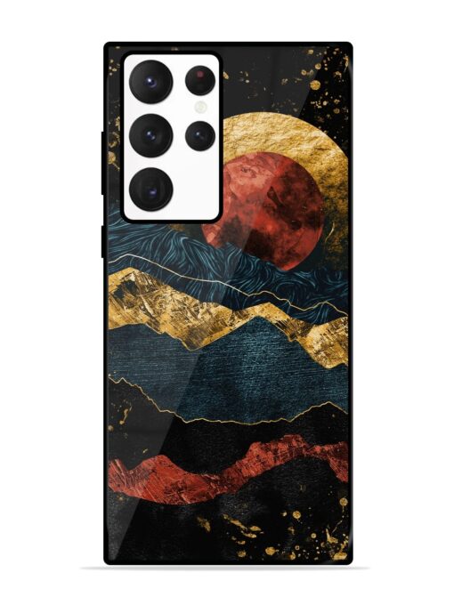 Gold Painting View Glossy Metal Phone Cover for Samsung Galaxy S22 Ultra Zapvi