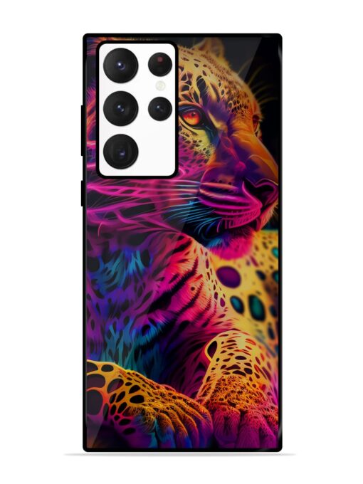 Leopard Art Glossy Metal Phone Cover for Samsung Galaxy S22 Ultra Zapvi