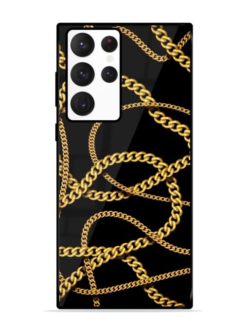 Decorative Golde Chain Glossy Metal Phone Cover for Samsung Galaxy S22 Ultra Zapvi