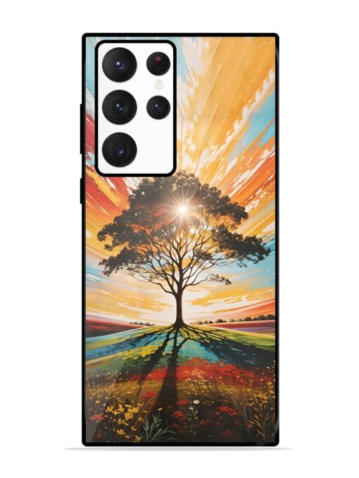 Abstract Tree Colorful Art Glossy Metal Phone Cover for Samsung Galaxy S22 Ultra Zapvi