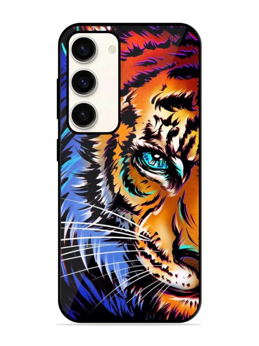 Colorful Lion Art Glossy Metal Phone Cover for Samsung Galaxy S23 (5G) Zapvi