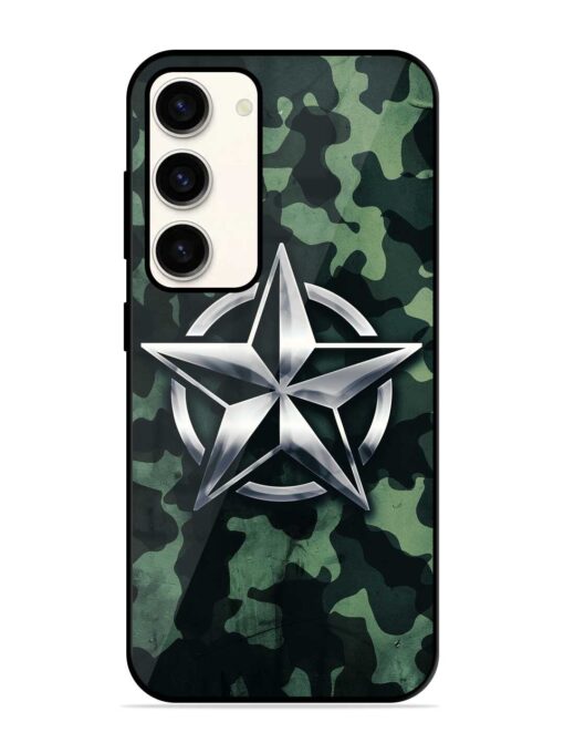 Indian Army Star Design Glossy Metal Phone Cover for Samsung Galaxy S23 (5G) Zapvi