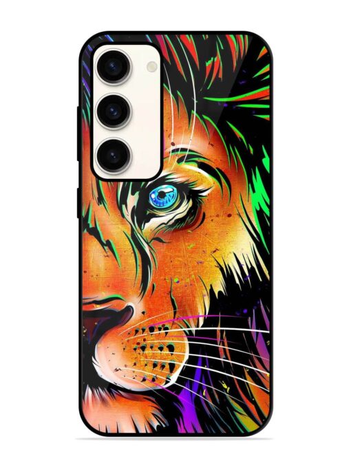 Colorful Lion Design Glossy Metal TPU Phone Cover for Samsung Galaxy S23 (5G) Zapvi