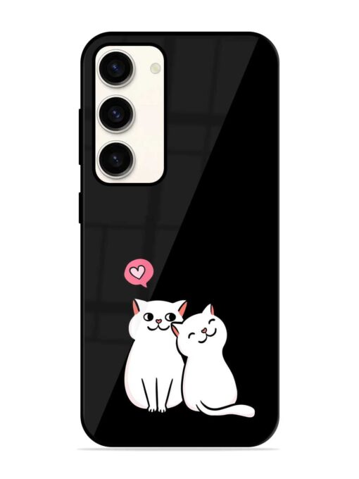 Cat Love Glossy Metal Phone Cover for Samsung Galaxy S23 (5G) Zapvi