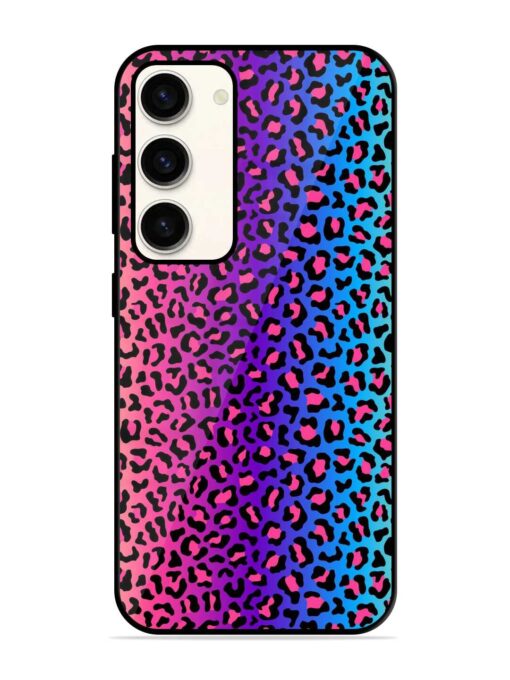 Colorful Leopard Seamless Glossy Metal Phone Cover for Samsung Galaxy S23 (5G) Zapvi