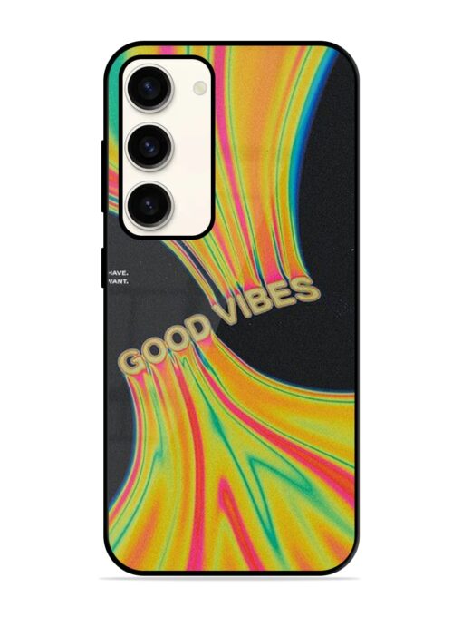 Good Vibes Glossy Metal Phone Cover for Samsung Galaxy S23 (5G) Zapvi