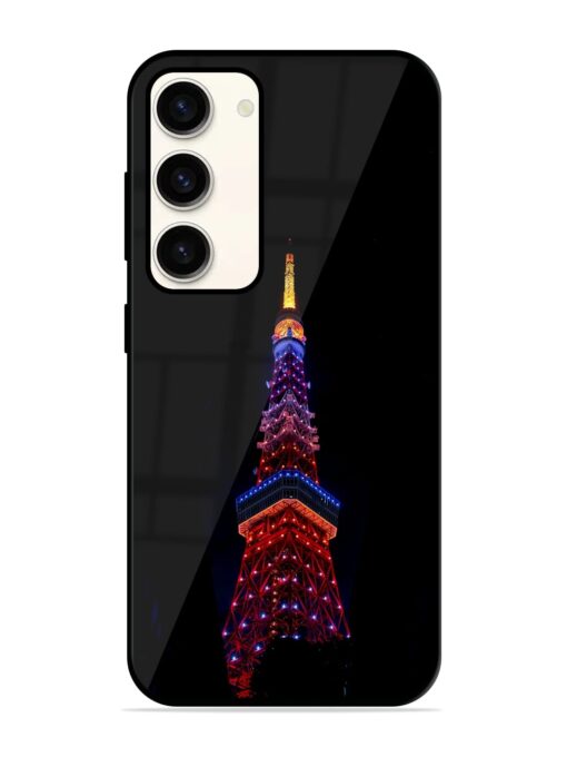 Eiffel Tower Night View Glossy Metal Phone Cover for Samsung Galaxy S23 (5G) Zapvi