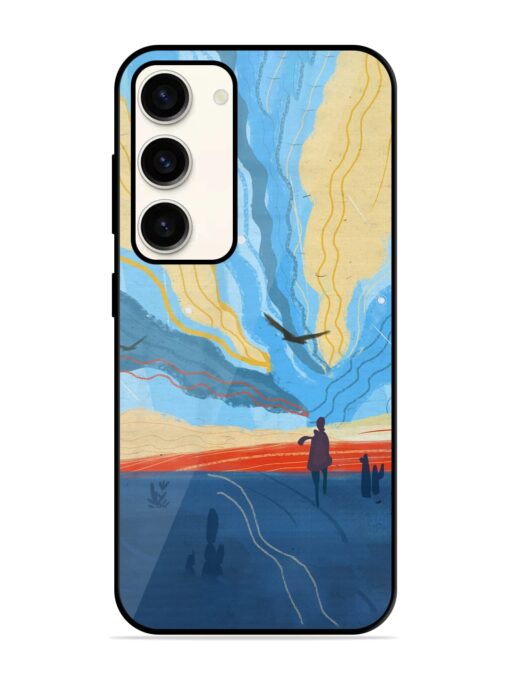 Minimal Abstract Landscape Glossy Metal Phone Cover for Samsung Galaxy S23 (5G) Zapvi