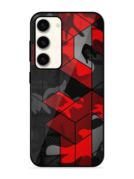 Royal Red Camouflage Pattern Glossy Metal Phone Cover for Samsung Galaxy S23 (5G) Zapvi