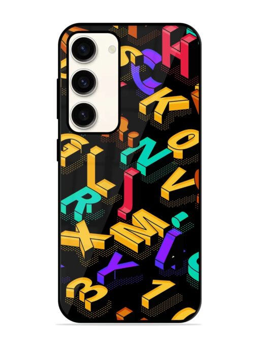 Seamless Pattern With Letters Glossy Metal Phone Cover for Samsung Galaxy S23 (5G) Zapvi