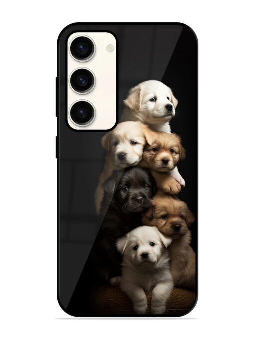 Cute Baby Dogs Glossy Metal Phone Cover for Samsung Galaxy S23 (5G) Zapvi