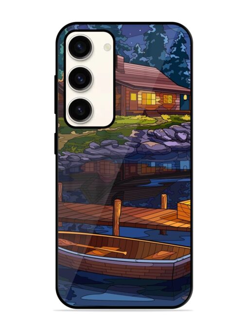 Village Night Scene Glossy Metal Phone Cover for Samsung Galaxy S23 (5G) Zapvi