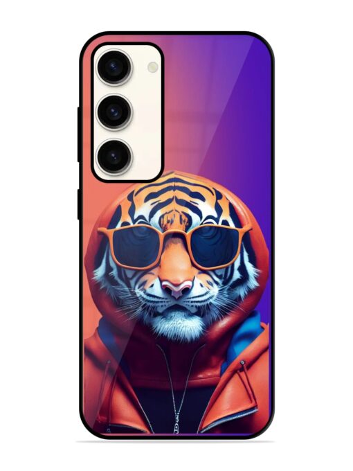 Tiger Animation Glossy Metal Phone Cover for Samsung Galaxy S23 (5G) Zapvi